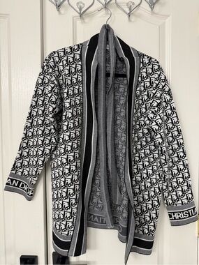 Luxury Open Front Cardigan - Black & White
